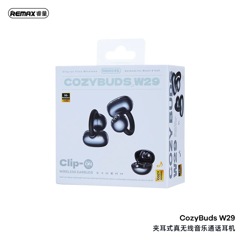 REMAX - Cozybuds W29 Clip-On Bluetooth Wireless Earbuds - Black