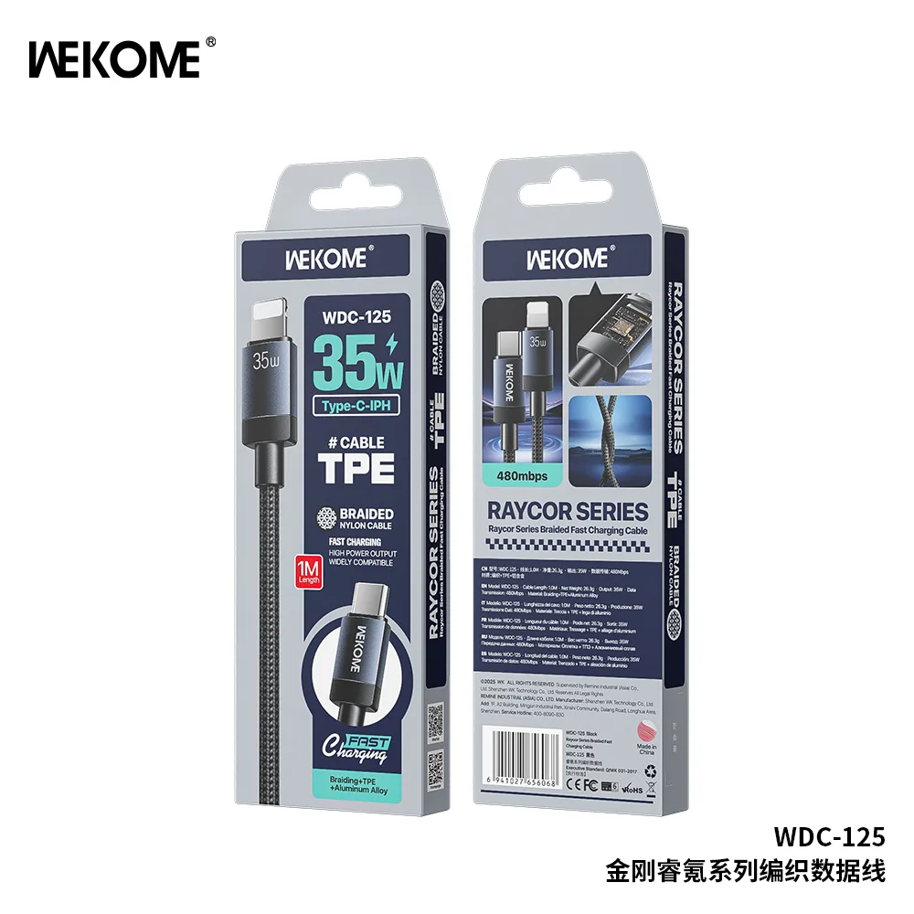 WEKOME WDC-125 Kinkong Raycor Series Braided Fast Charging Cable 35W(C-L)