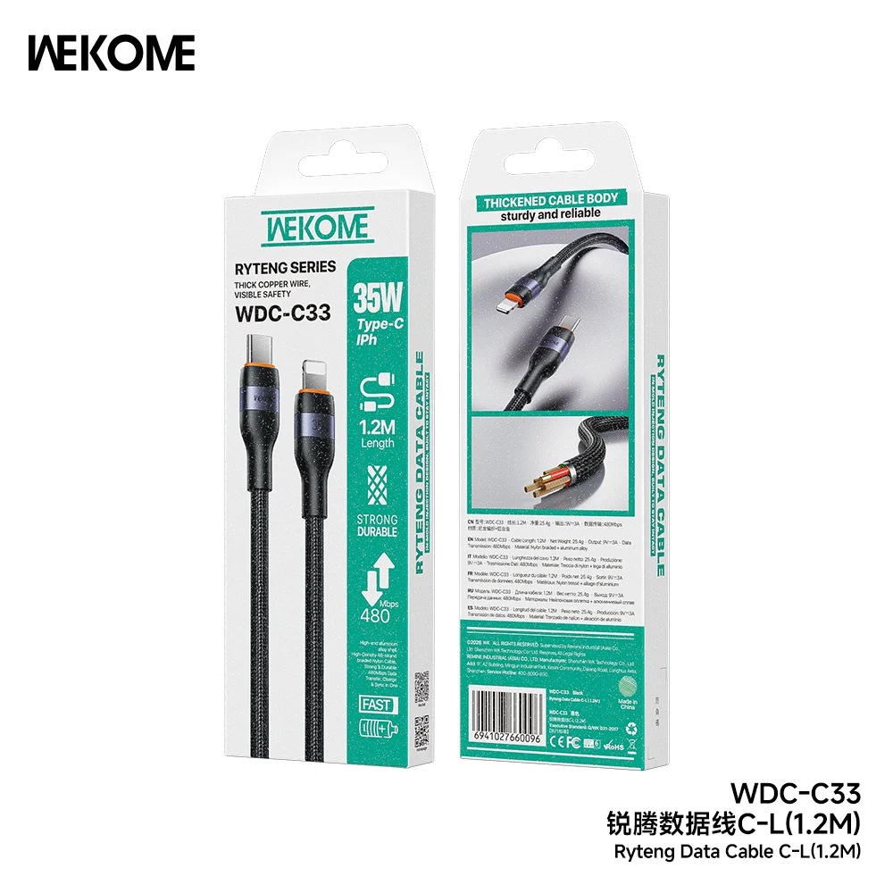 WEKOME WDC-C33 1.2m USB-C to Lightning Cable