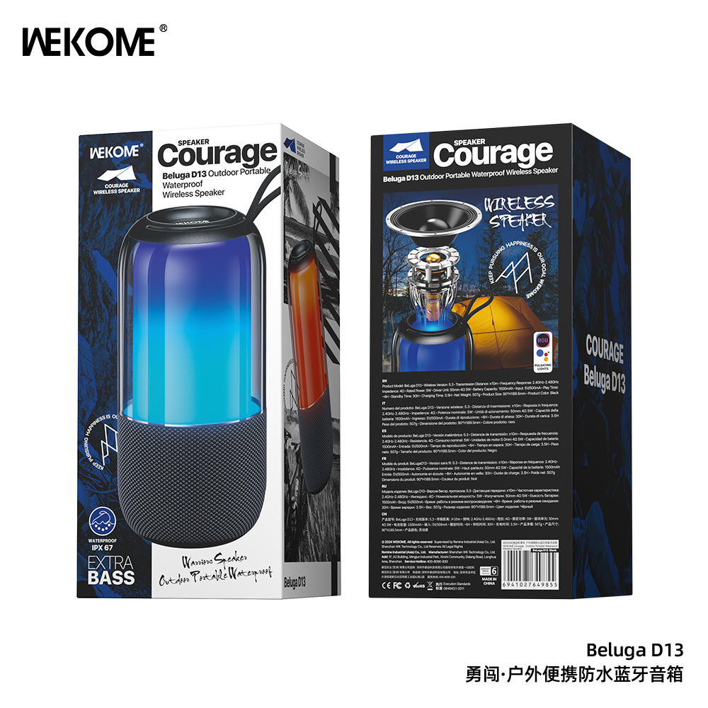 WK Beluga D13 Outdoor Waterproof Portable Bluetooth Speaker(Black)