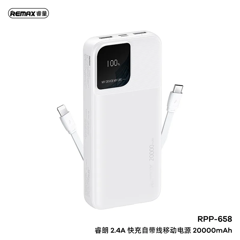 REMAX RPP-658 Rellaen Series 20000mAh Fast Charging Power Bank(2.4A) - White